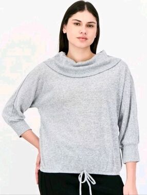 Adrienne Vittadini Light Gray Cozy Cowl-Neck Women's Sweater XL